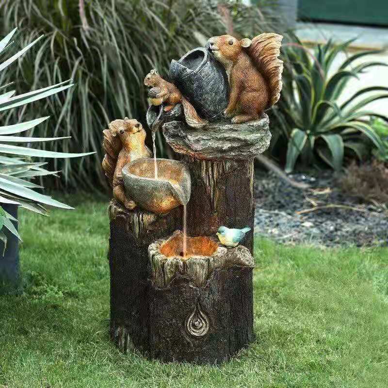 Outdoor Power Source - D2 Solar-Powered Resin Patio Fountain with