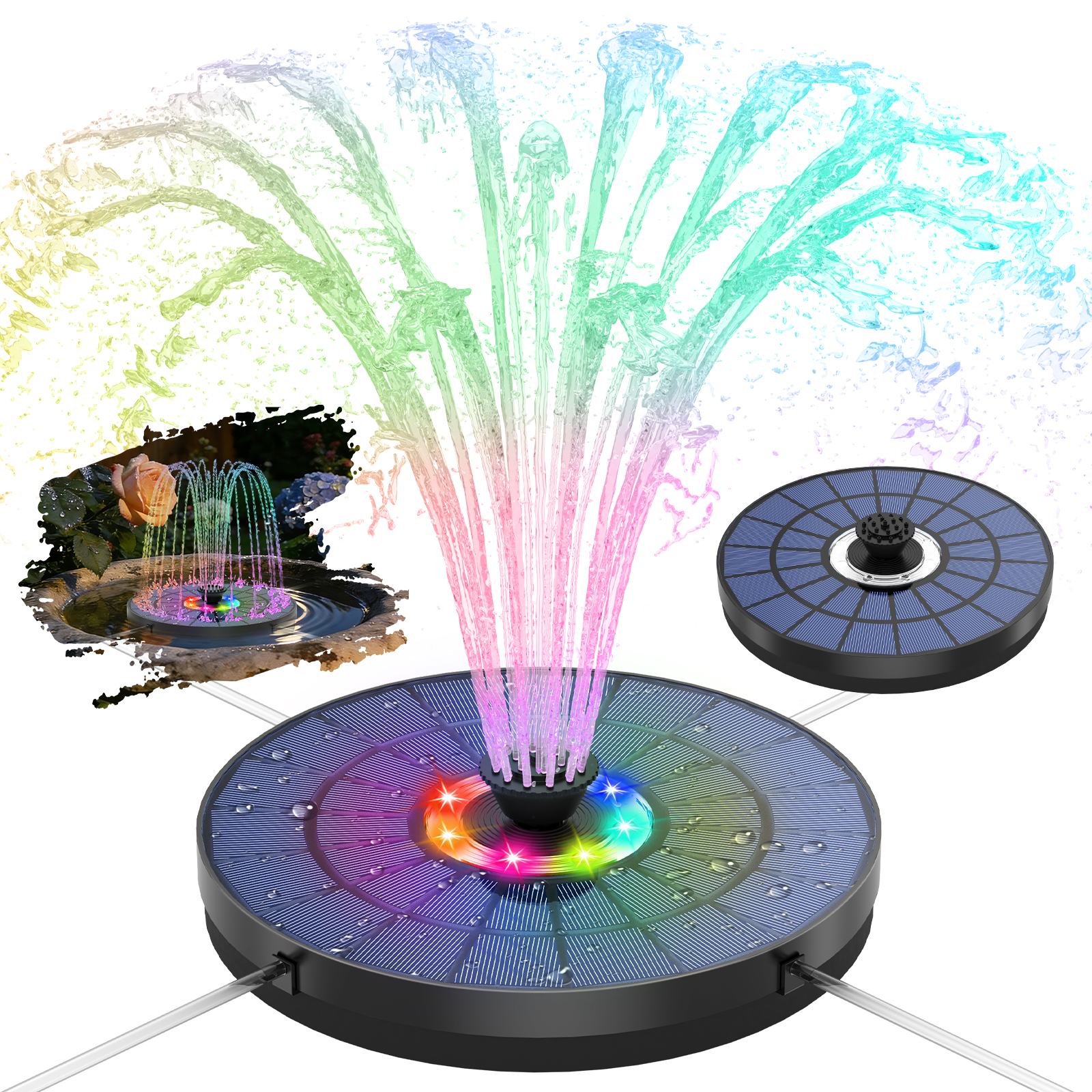 Outdoor Power Source - 5.5W solar powered fountain with light