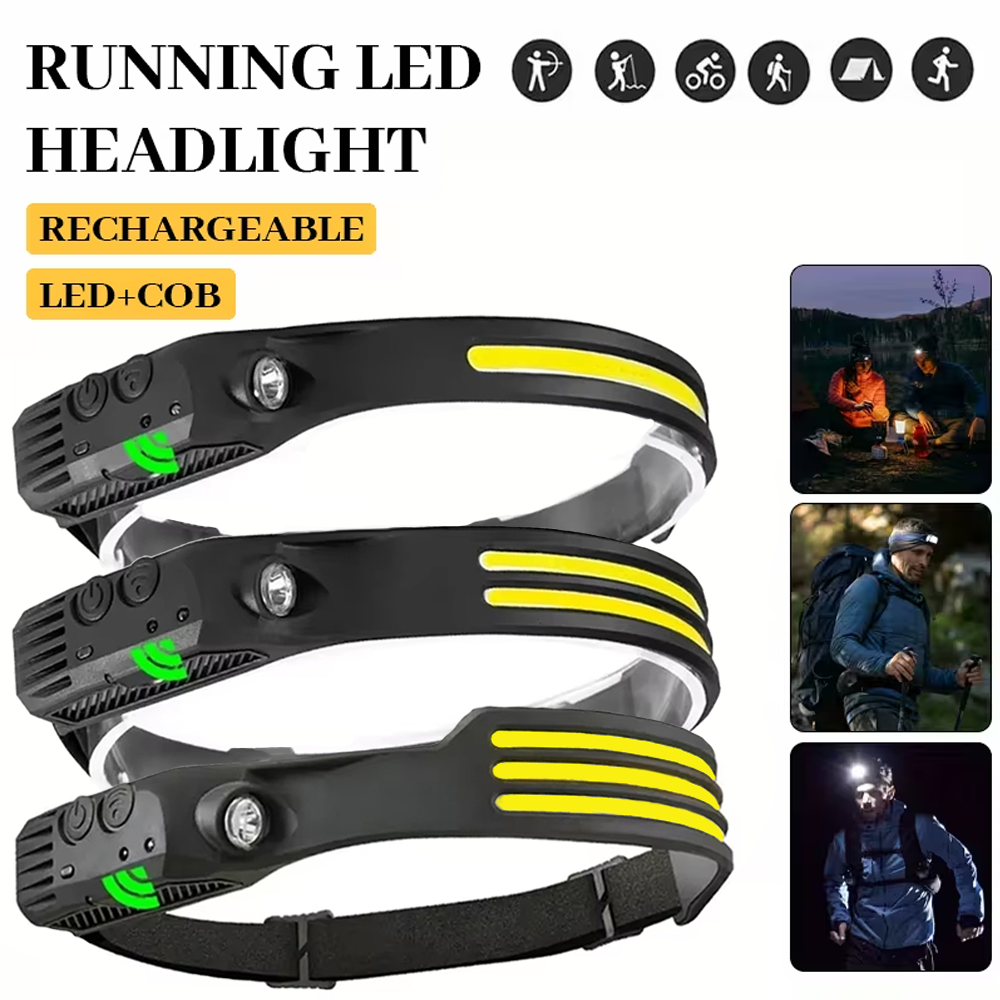 Outdoor Usb Power Bank - COB LED Induction Headlamp USB Rechargeable