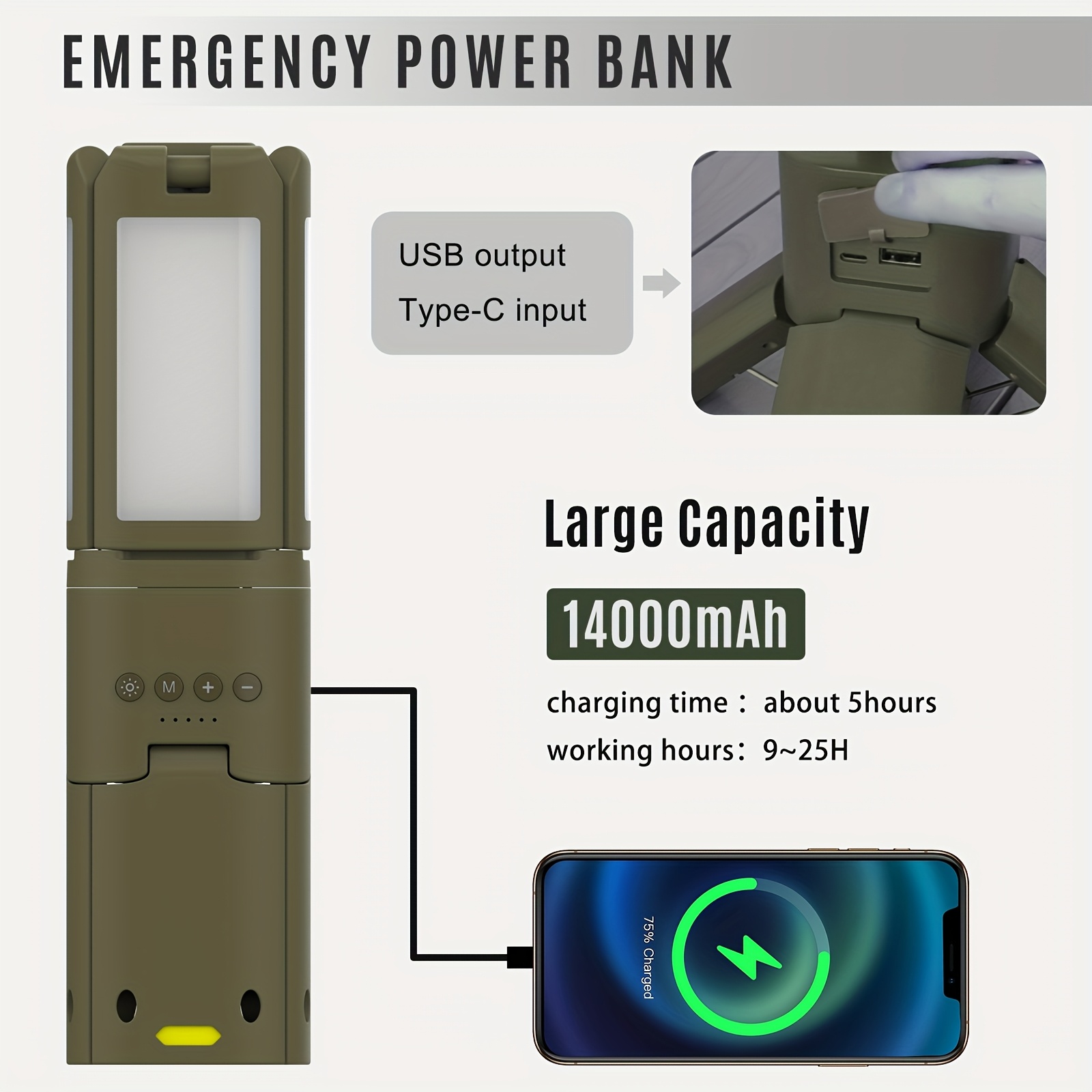 Camping Lantern, 14000mAh Rech - Outdoor Power Brush のレビューと価格