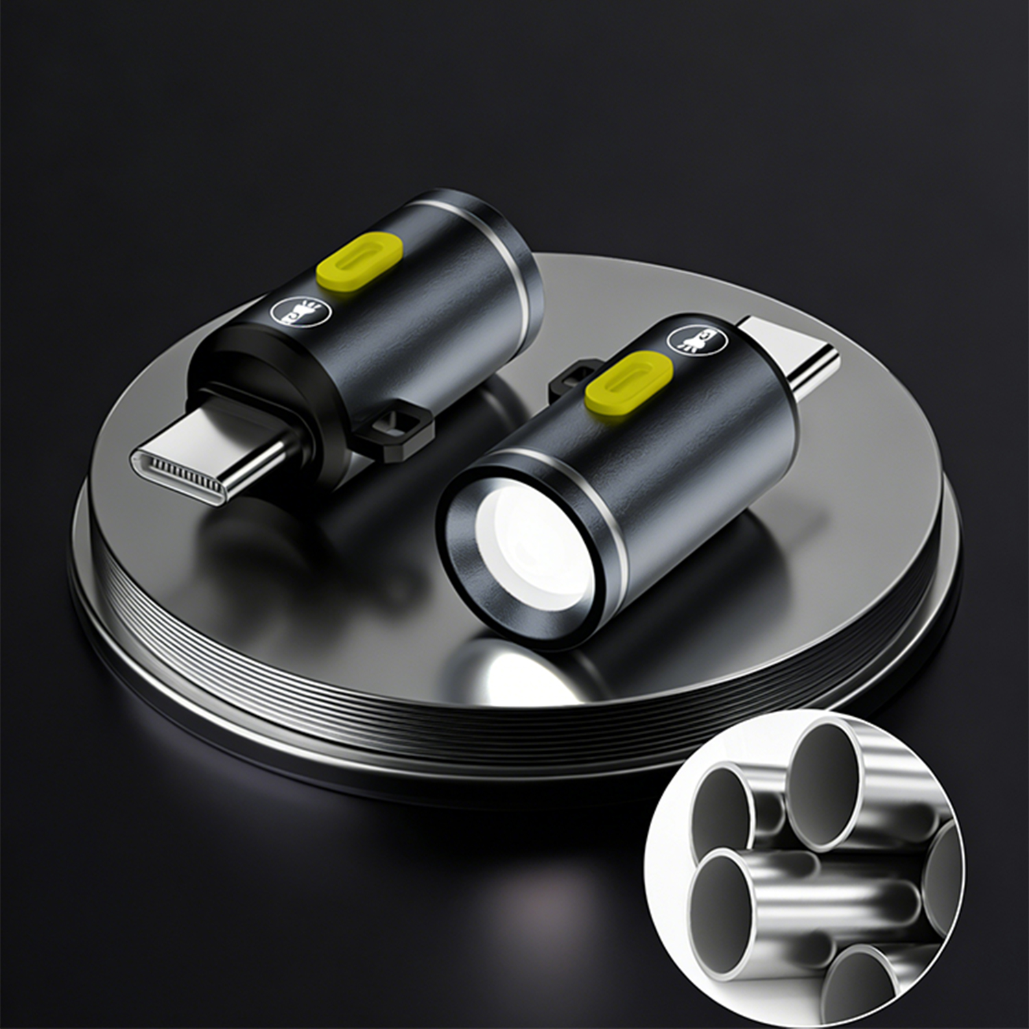 2pcs Mini Flashlight USB C LED - Outdoor Usb Power Bank のレビューと価格