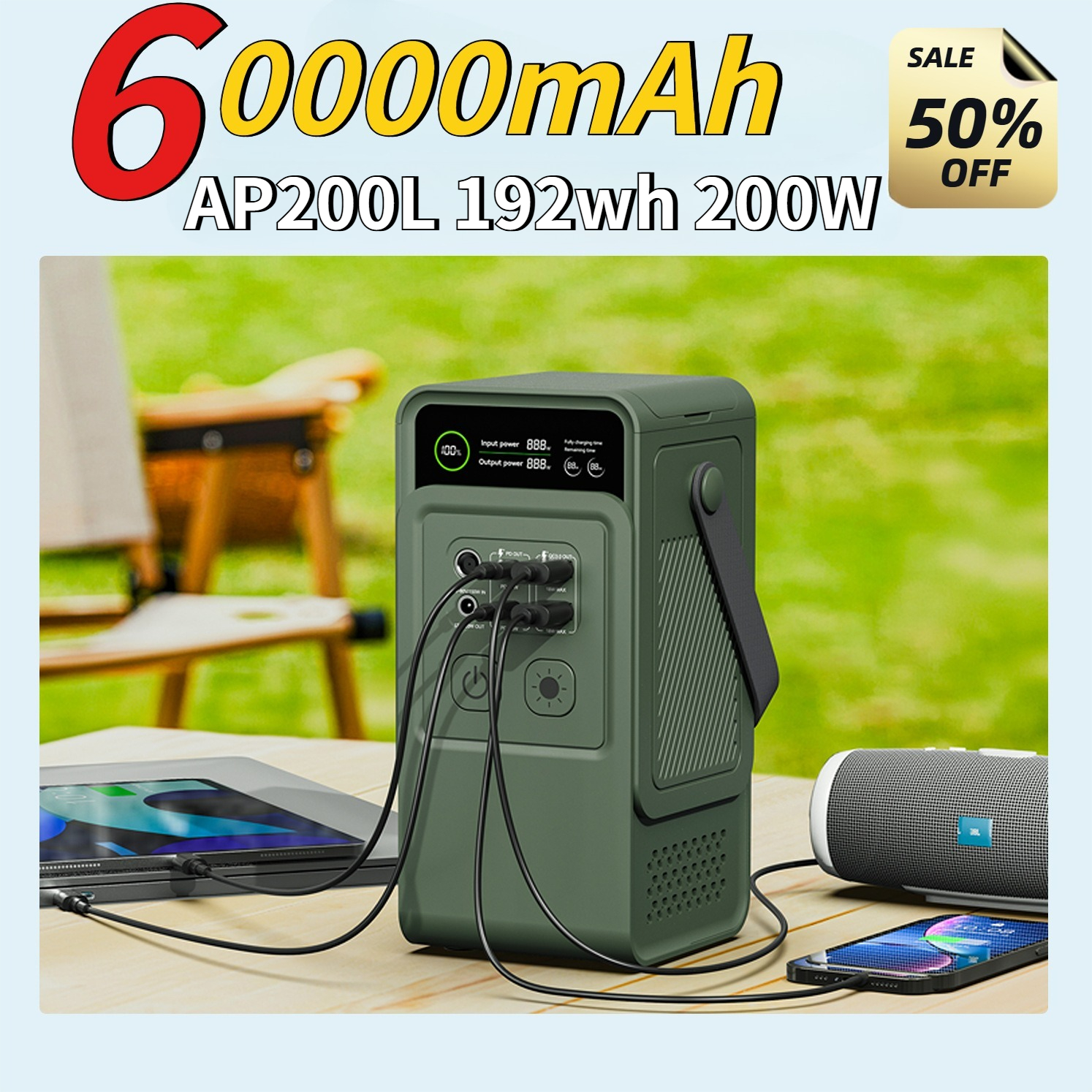 60000mAh 200W 192Wh Camping Po - Outdoor Usb Power Bank のレビューと価格