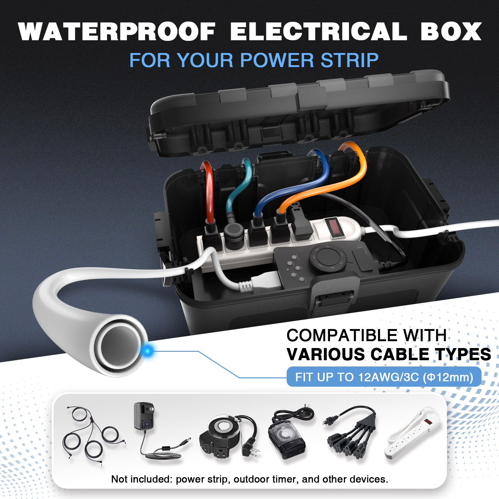 32x22x13cm Waterproof Cable Bo - Outdoor Use Power Strip のレビューと価格