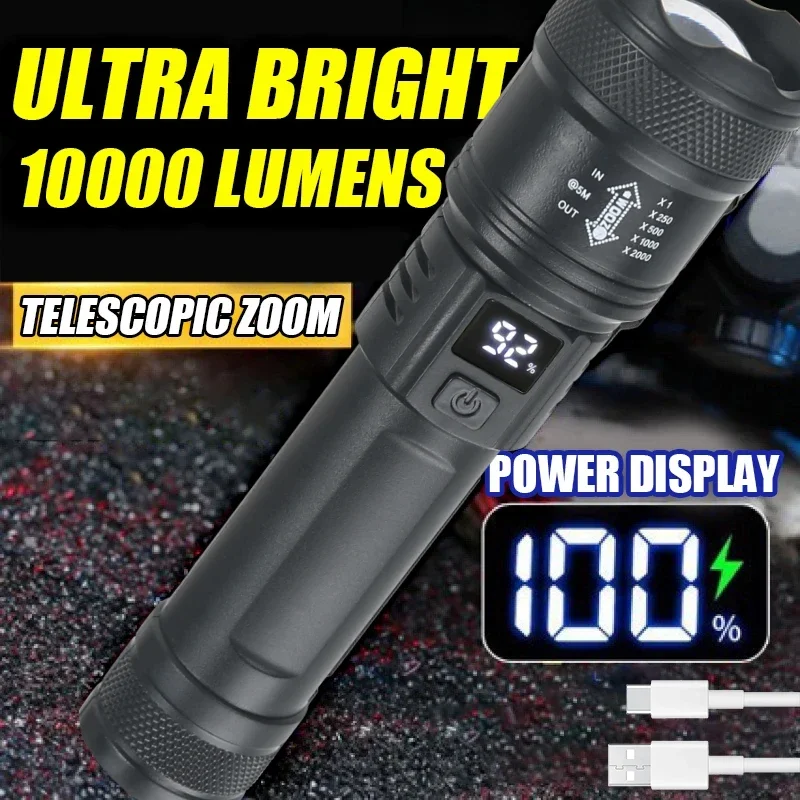 9900LM Powerful LED Flashlight - Outdoor Usb Power Bank のレビューと価格