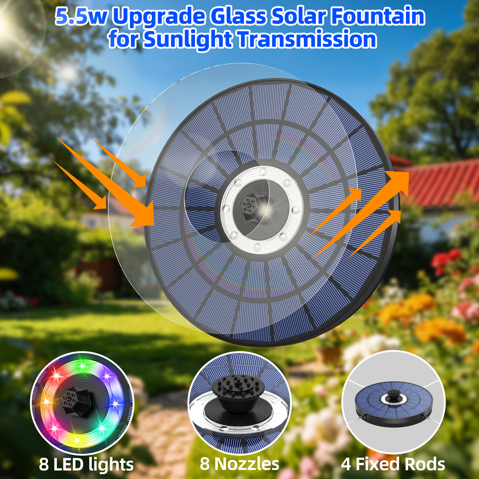 5.5W solar powered fountain wi - Outdoor Power Source のレビューと価格