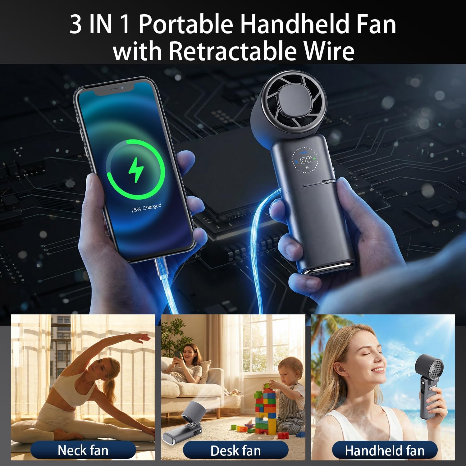 9000mAh Portable Handheld Fan  - Outdoor Power Wheels のレビューと価格