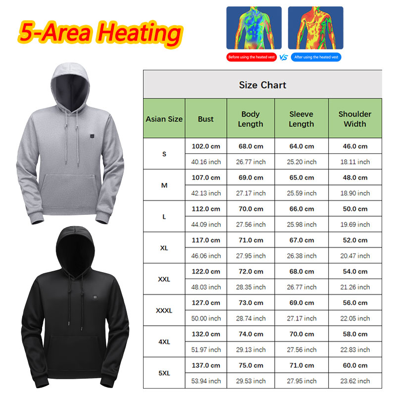 5 Zone Heating Hoodie Heating  - Outdoor Usb Power Bank のレビューと価格