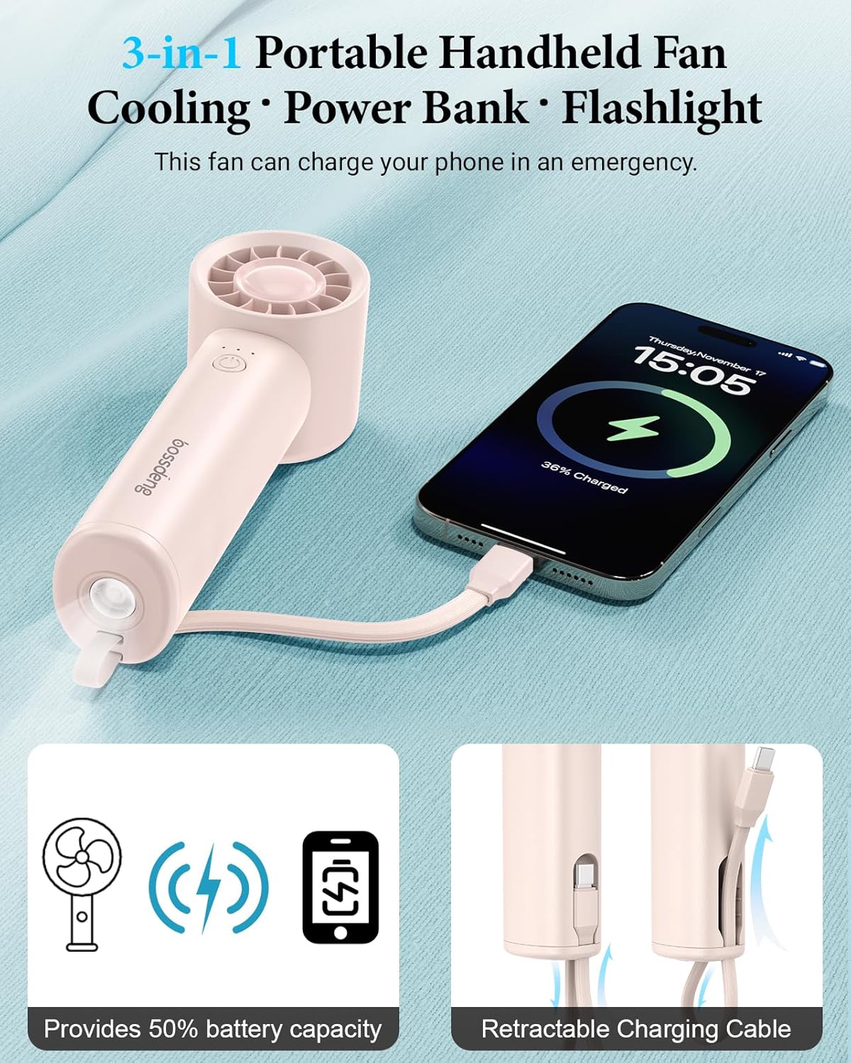 Portable Handheld Fan with Pow - Outdoor Usb Power Bank のレビューと価格