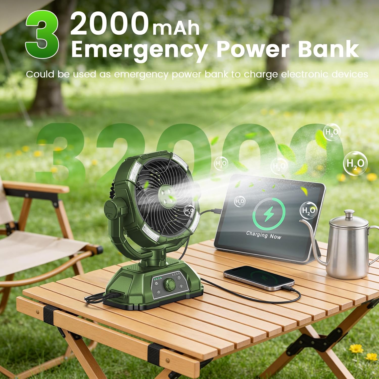 9-Inch Portable Misting Fan Re - Outdoor Usb Power Bank のレビューと価格