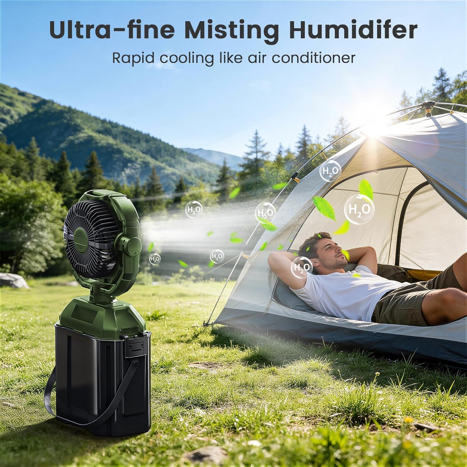 9-Inch Portable Misting Fan Re - Outdoor Usb Power Bank のレビューと価格