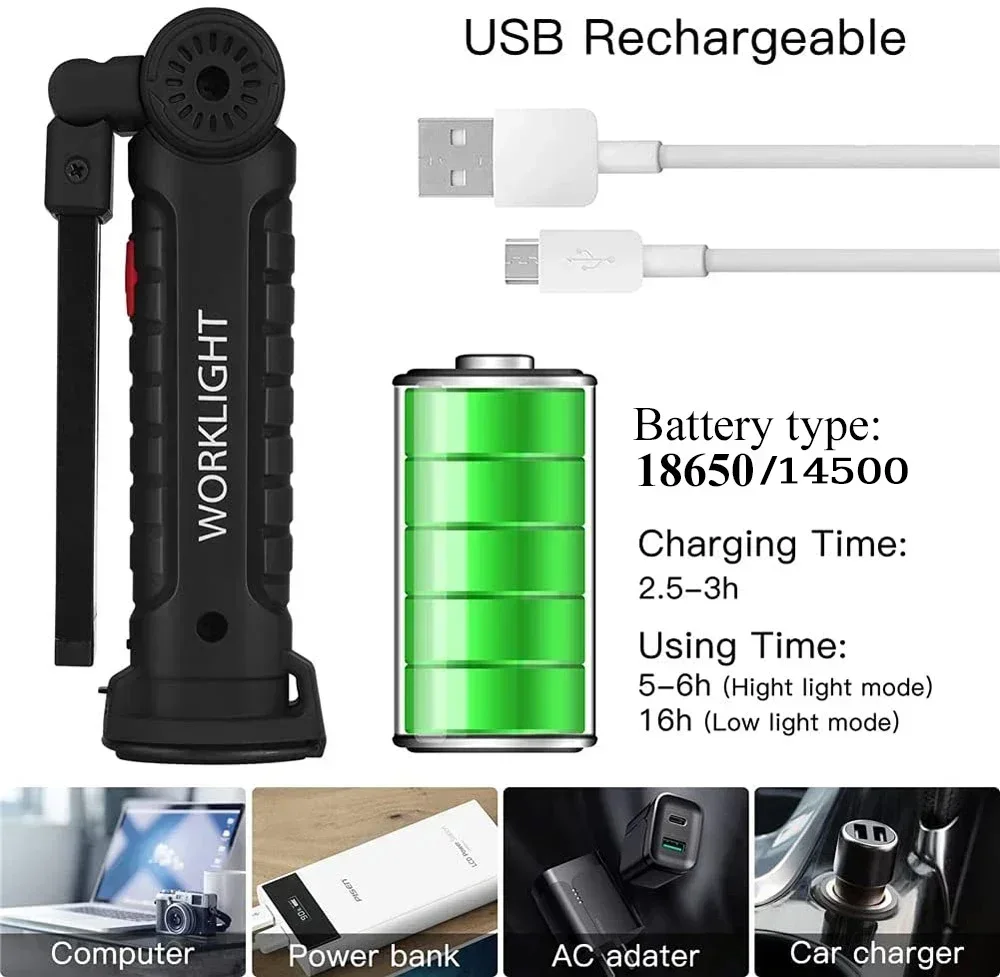 LED COB Flashlight USB Recharg - Outdoor Power Usb のレビューと価格