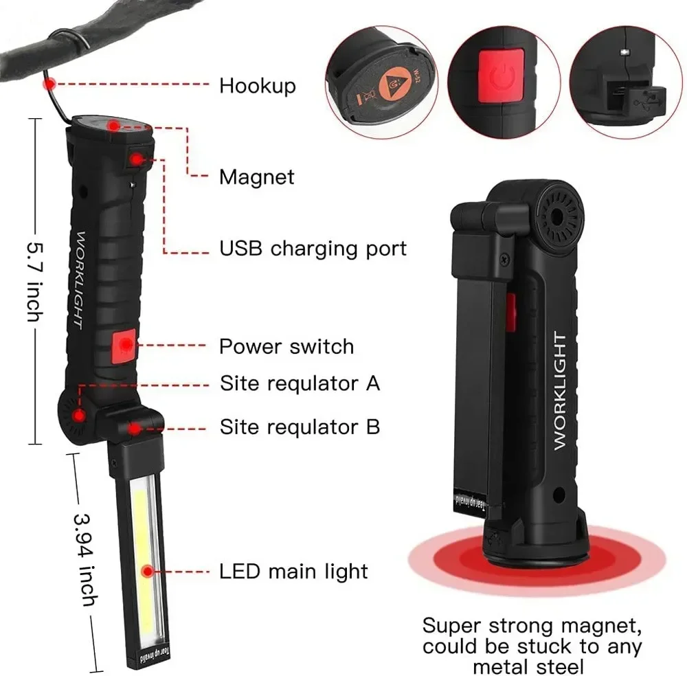 LED COB Flashlight USB Recharg - Outdoor Power Usb のレビューと価格