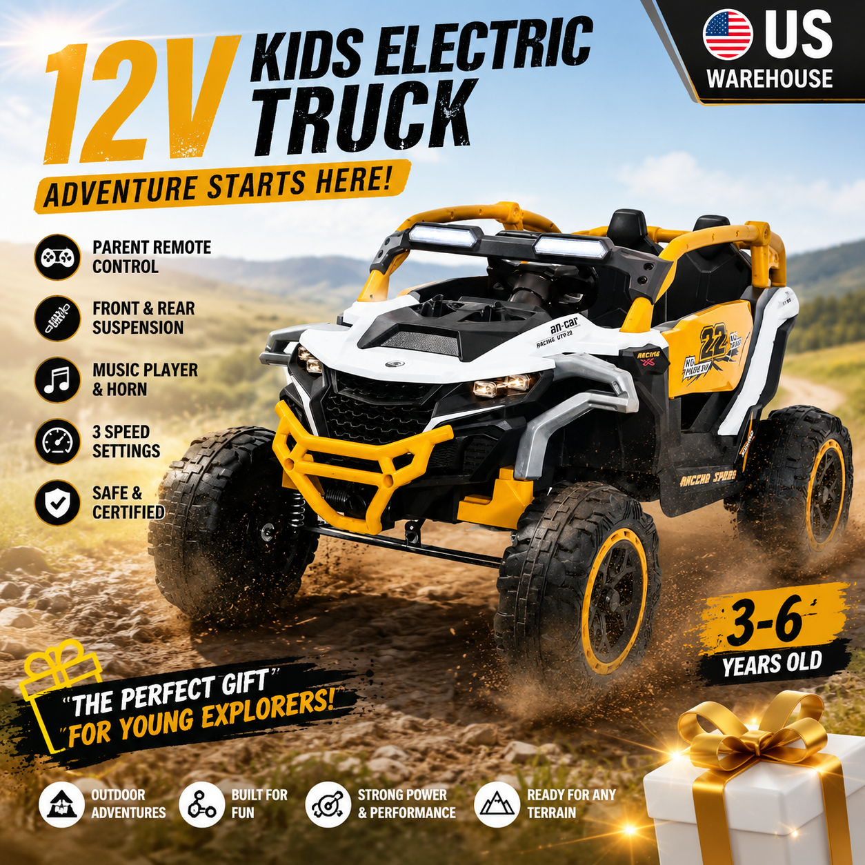12V Kids Electric Truck Ride o - Outdoor Power Wheels のレビューと価格