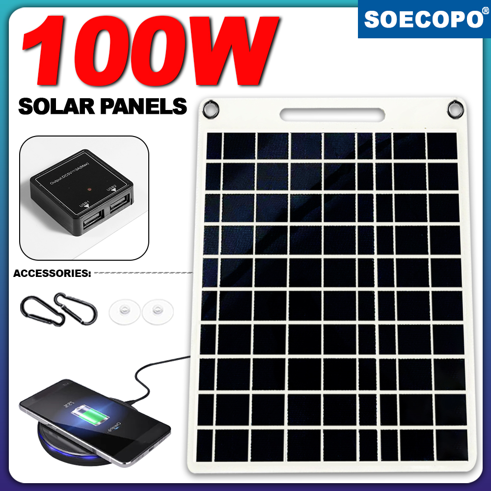 100W Waterproof Solar Panel Po - Outdoor Usb Power Bank のレビューと価格