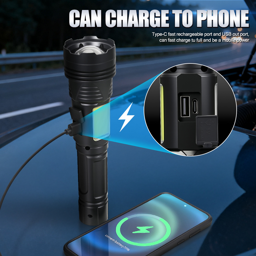 Powerful LED Handheld Flashlig - Outdoor Usb Power Bank のレビューと価格